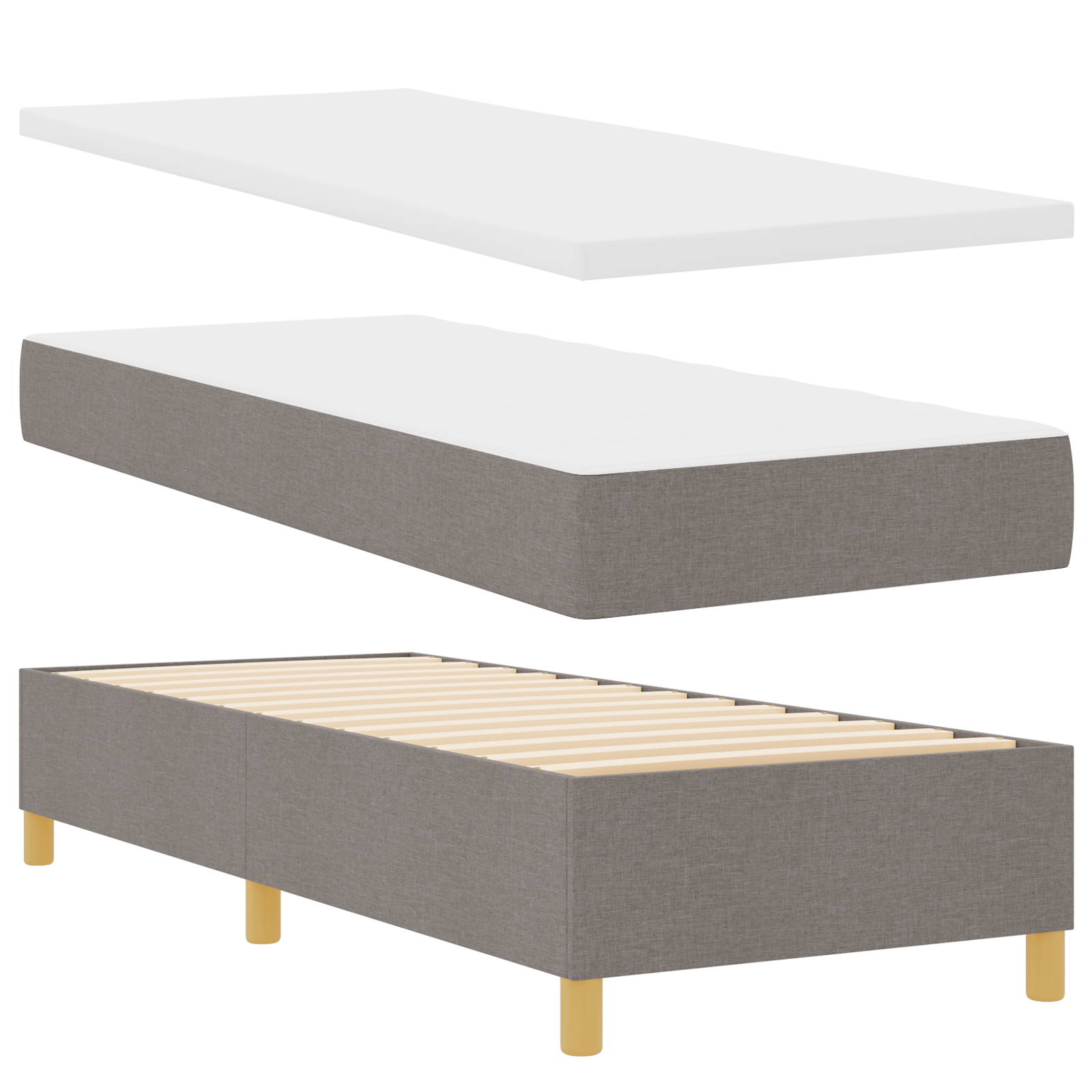 Dėžės pavasario lova su čiužiniu Taupe 80x200 cm Audinys - Image 7