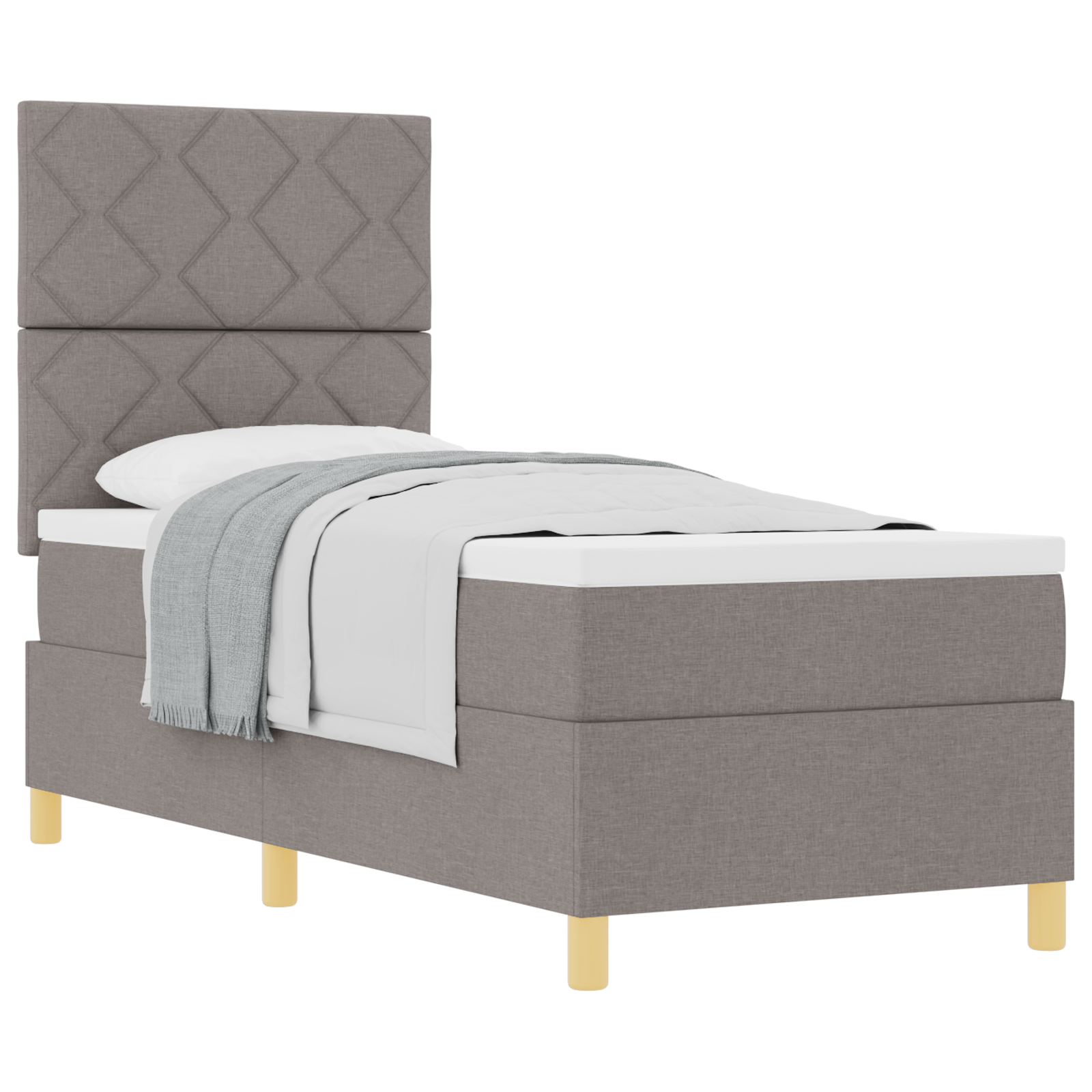 Dėžės pavasario lova su čiužiniu Taupe 80x200 cm Audinys - Image 2