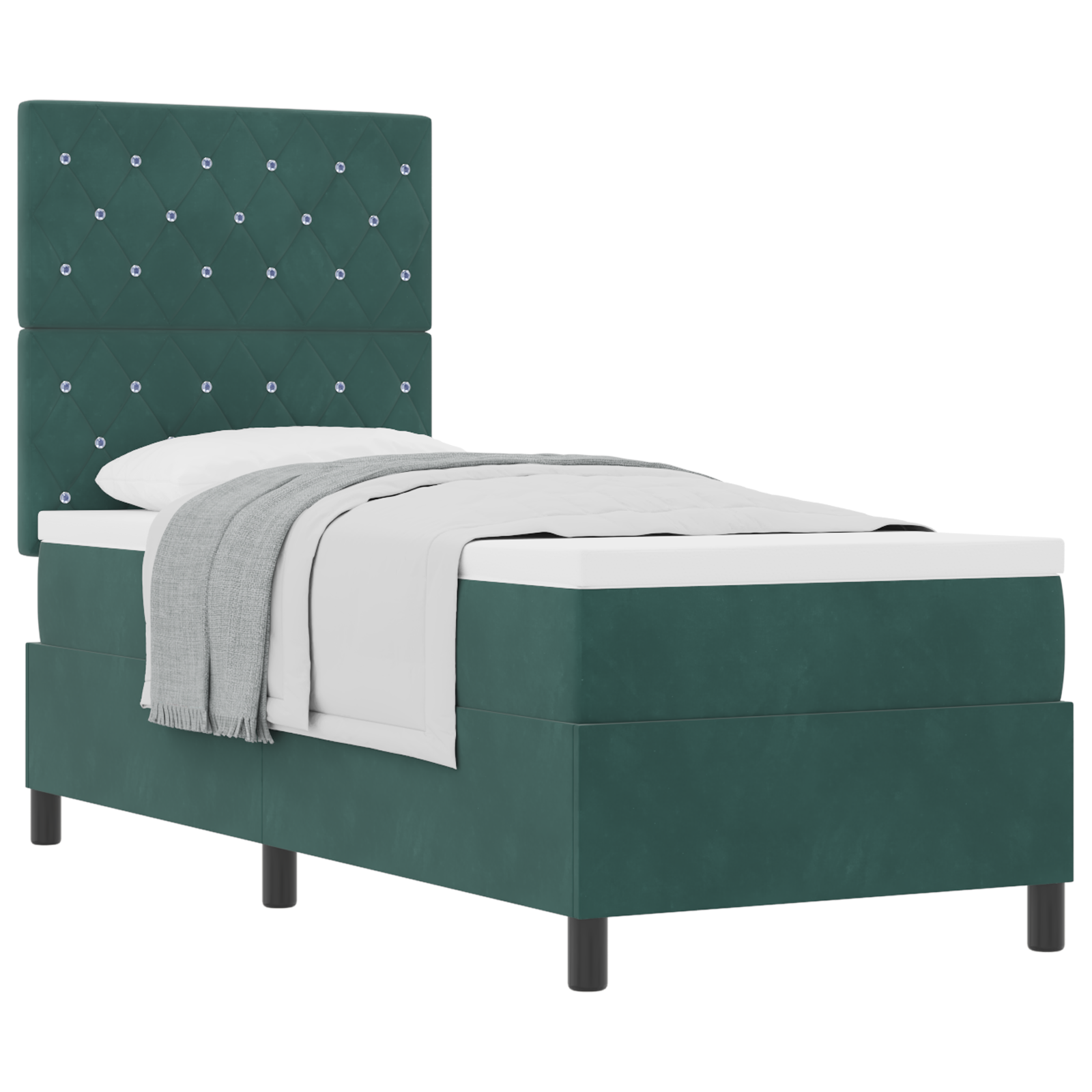 Thumbnail - vidaXL Boxspringbett mit Matratze Dunkelgrün 80x200 cm Samt