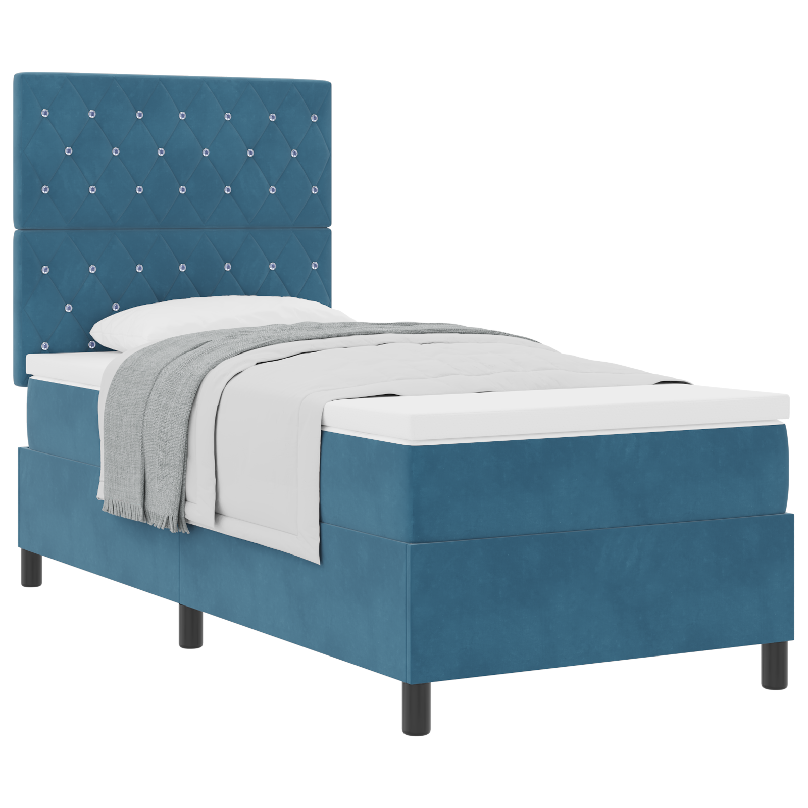 Thumbnail - vidaXL Boxspringbett mit Matratze Dunkelblau Samt
