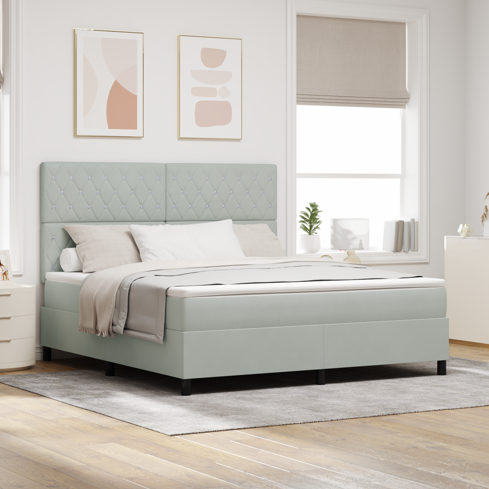 Čiužinio lova su čiužiniu Šviesiai pilka Super King Aksomas