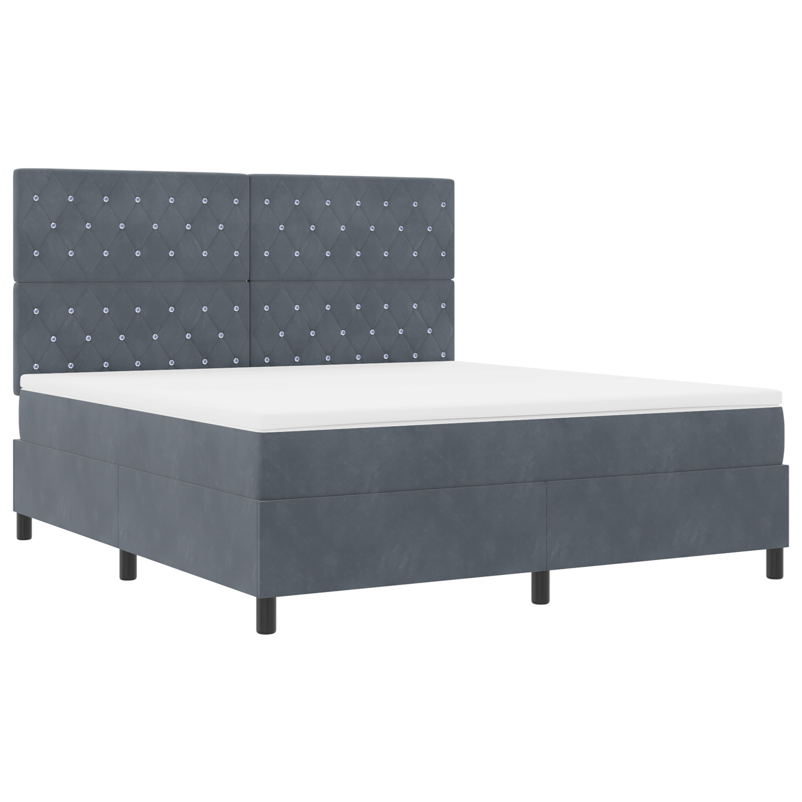Box Spring Lova su Čiužiniu Tamsiai Pilka Super Karališka Aksominė - Image 6