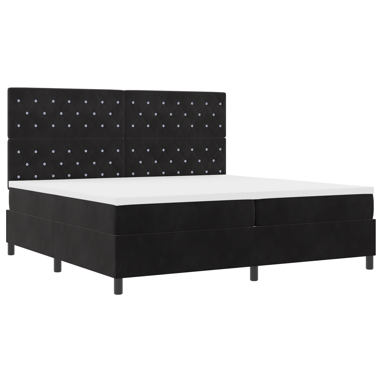 Čiužinys su pagrindu Juodas 200x200 cm Aksomas - Image 6