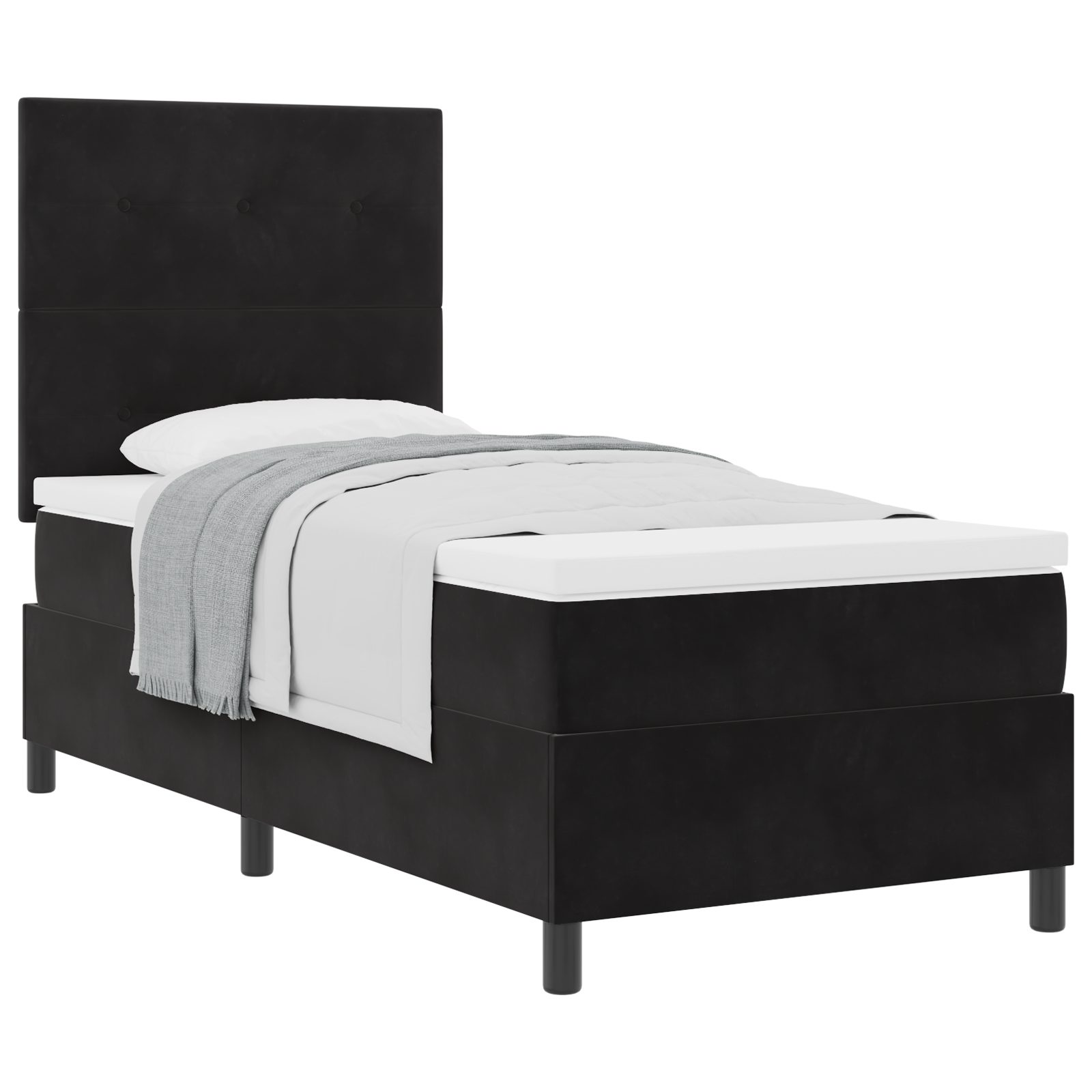 Thumbnail - vidaXL Boxspringbett mit Matratze Schwarz 90x200 cm Samt