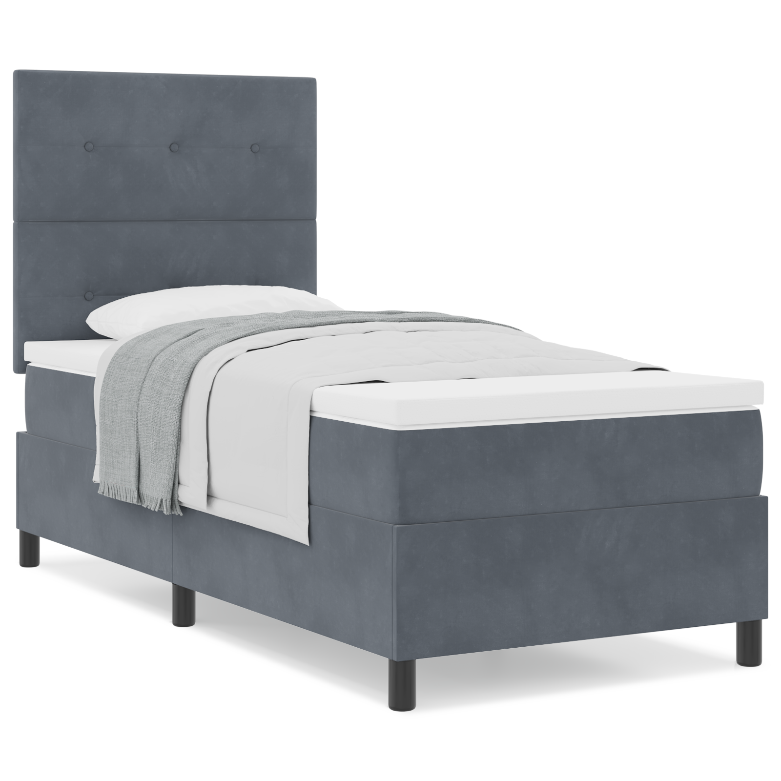 Lova su čiužiniu tamsiai pilka 100x200 cm Aksomas - Image 4