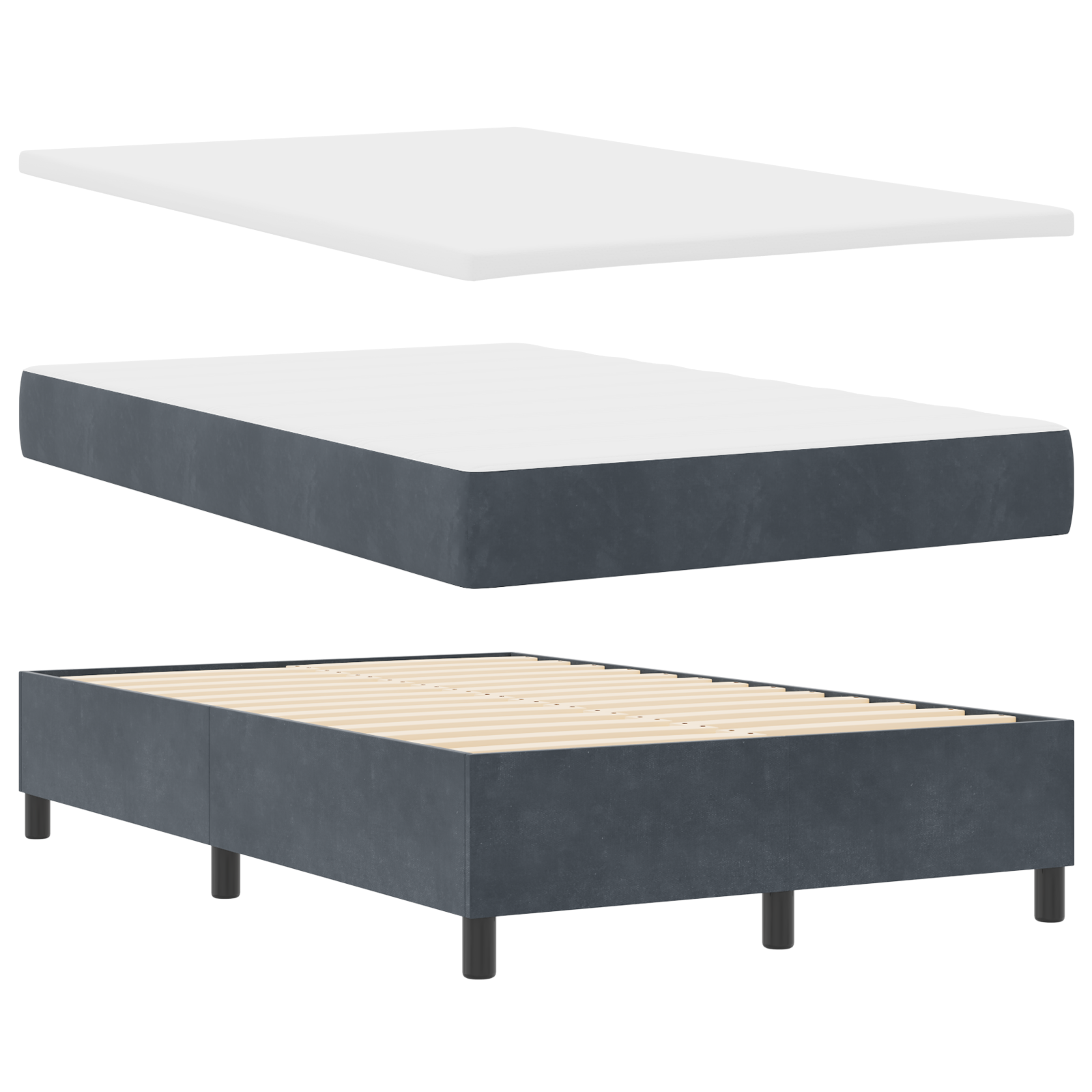 Boxspringbett mit Matratze Dunkelgrau Samt – Bild 7