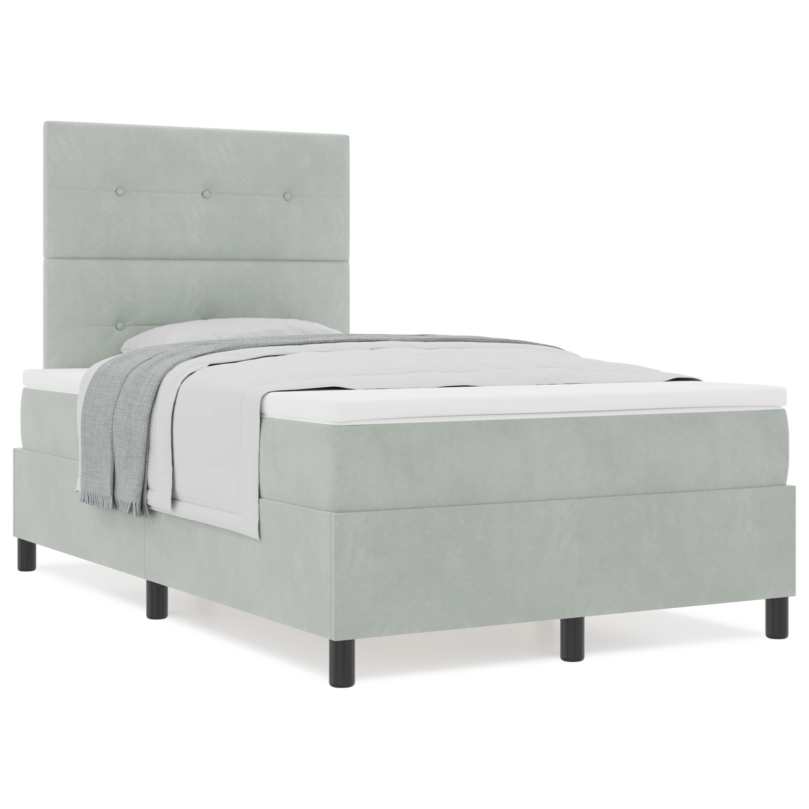 Lova su čiužiniu Šviesiai pilka 120x200 cm Aksomas - Image 4