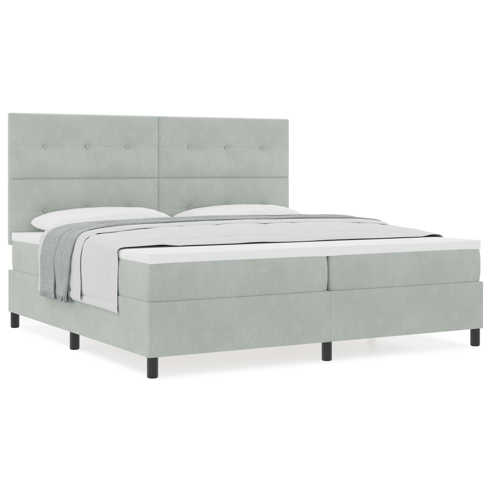 Lovos pagrindas su čiužiniu Šviesiai pilka 200x200 cm Aksomas - Image 4