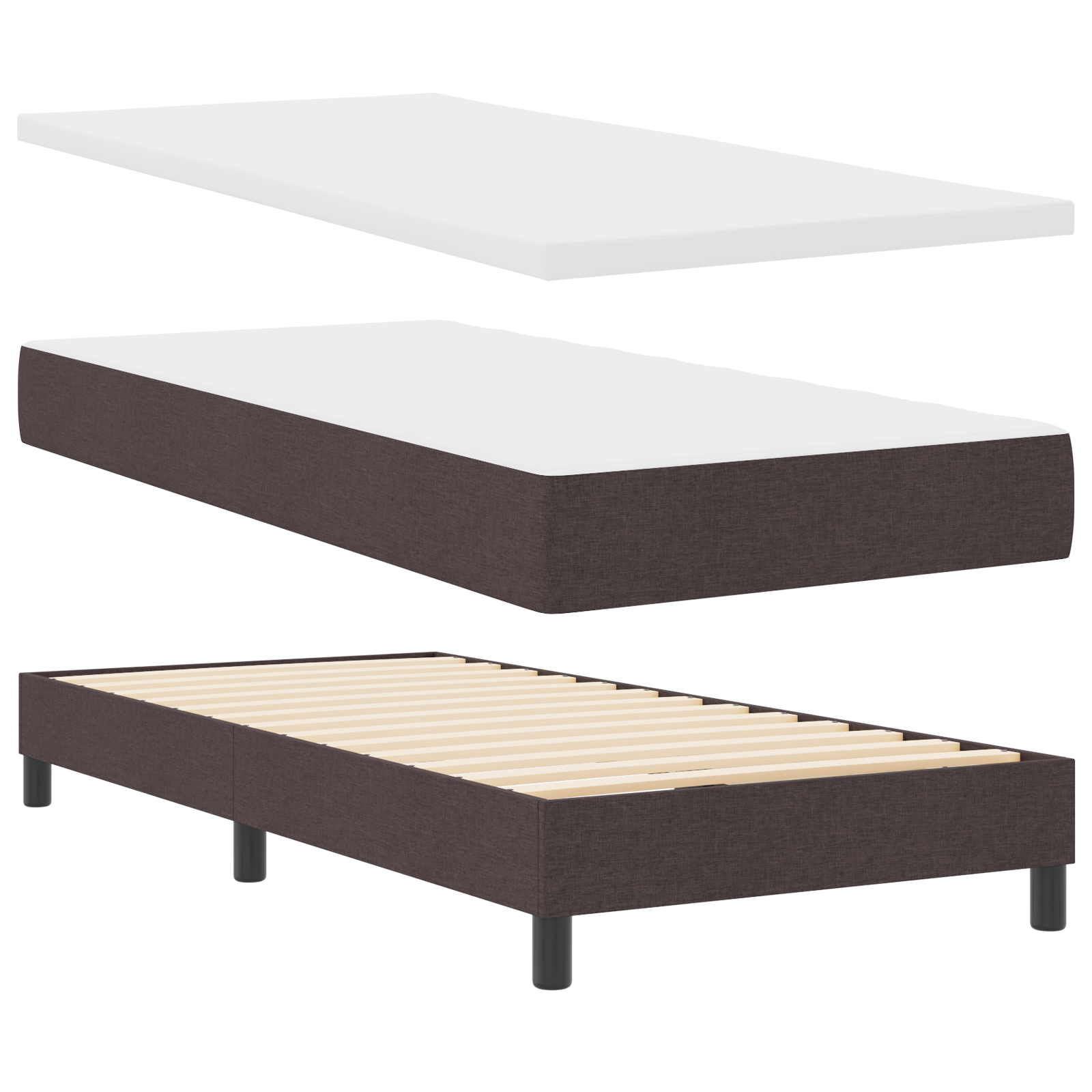 Thumbnail - vidaXL Boxspringbett mit Matratze Dunkelbraun 100x200 cm Stoff
