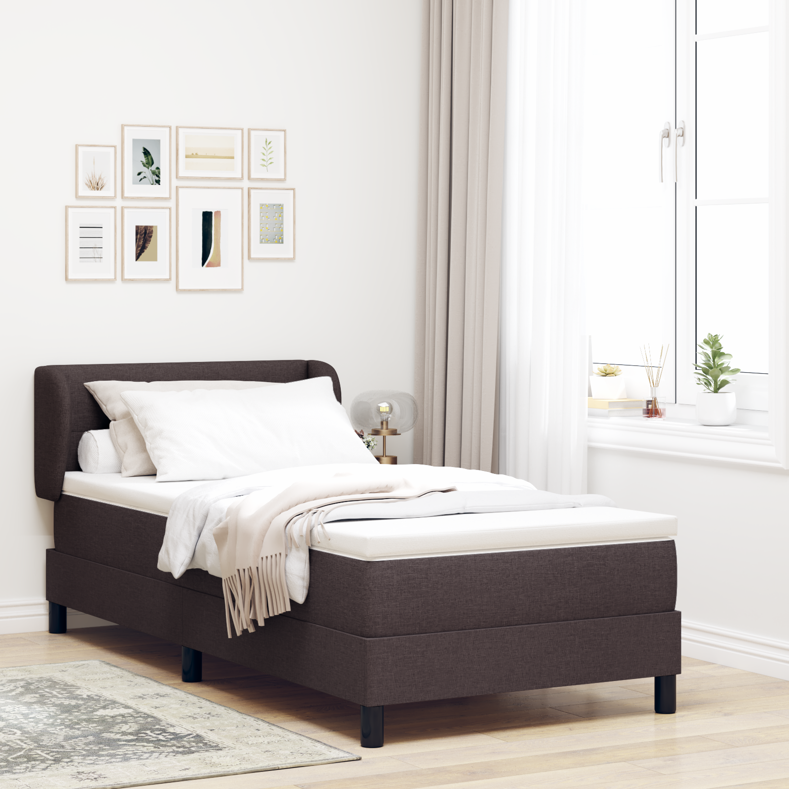 Thumbnail - vidaXL Boxspringbett mit Matratze Dunkelbraun 100x200 cm Stoff