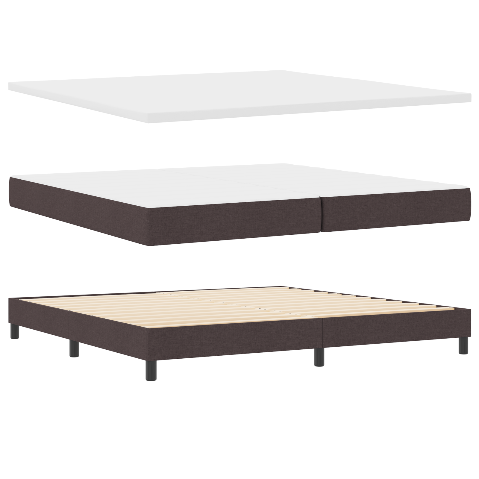 Thumbnail - vidaXL Boxspringbett mit Matratze Dunkelbraun 200x200 cm Stoff