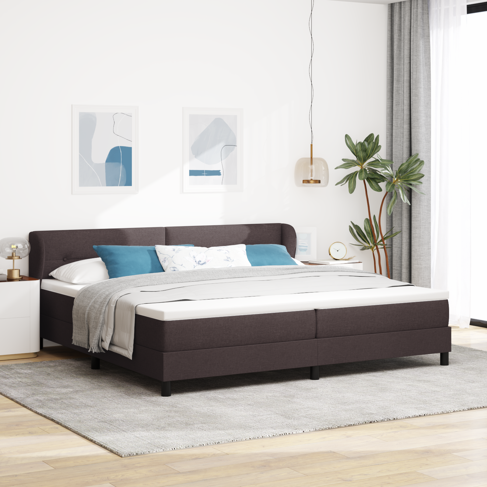 Thumbnail - vidaXL Boxspringbett mit Matratze Dunkelbraun 200x200 cm Stoff