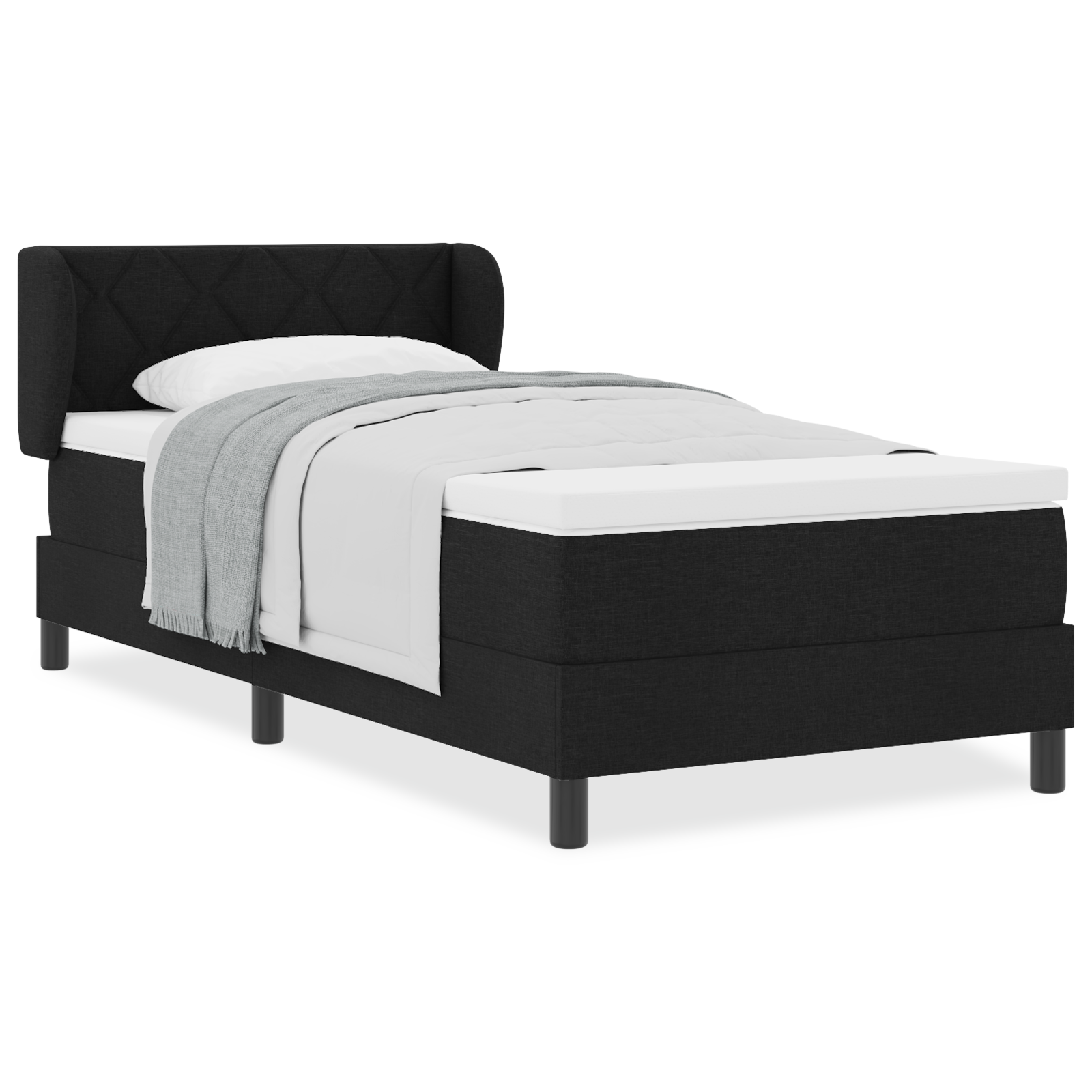 Box Spring Bed with Mattress Black 90x190 cm Fabric - Image 4