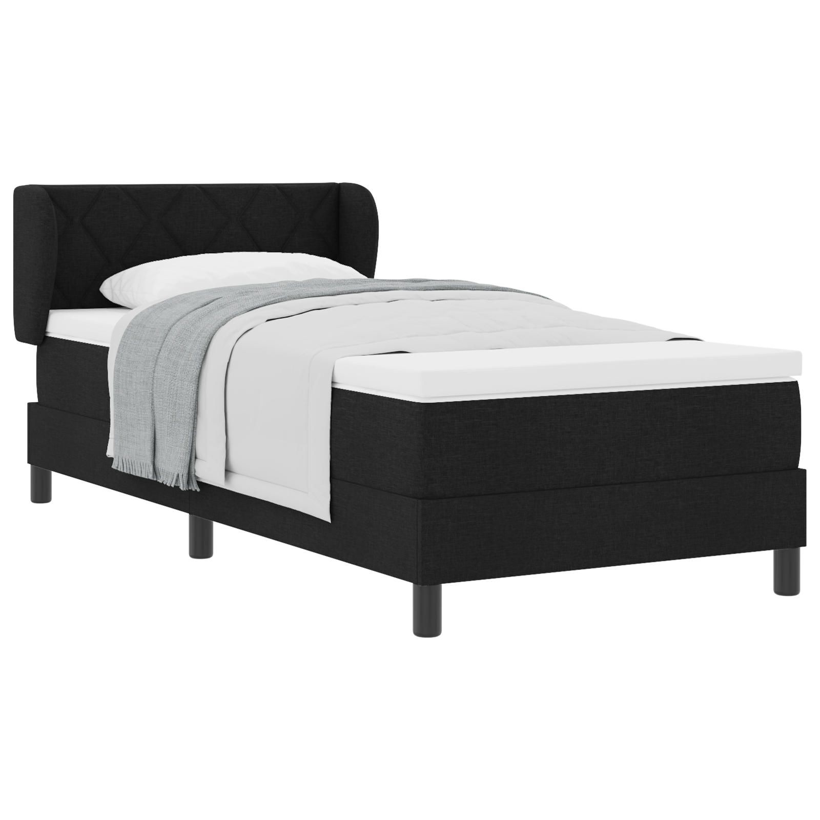 Box Spring Bed with Mattress Black 90x190 cm Fabric - Image 2