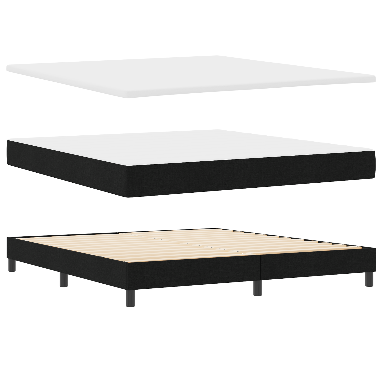 Box Spring Bed with Mattress Black 180x200 cm Fabric - Image 3