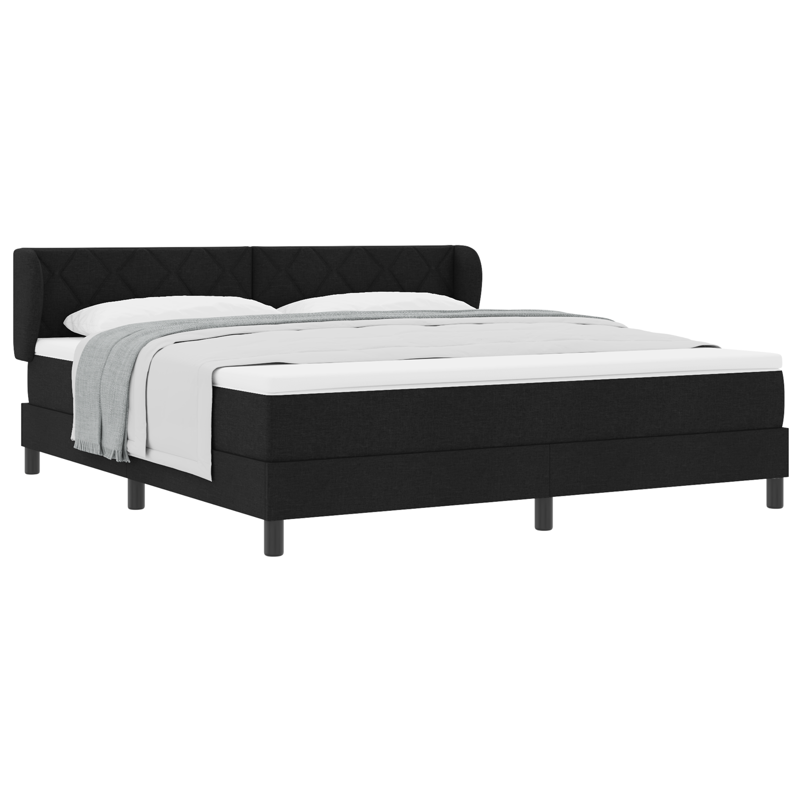 Box Spring Bed with Mattress Black 180x200 cm Fabric - Image 2
