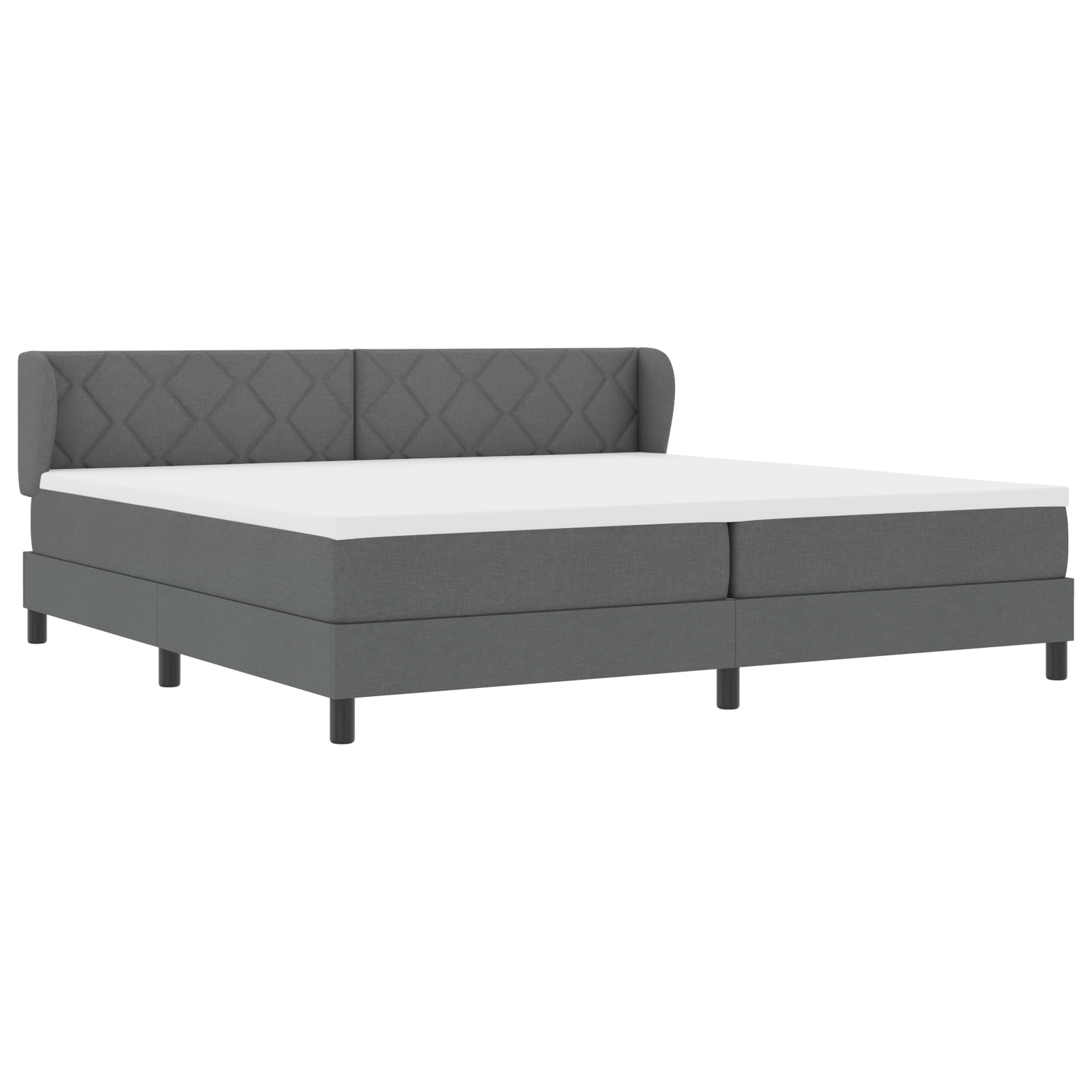 Box Spring Bed with Mattress in Dark Grey - 200x200 cm Fabric - Image 7