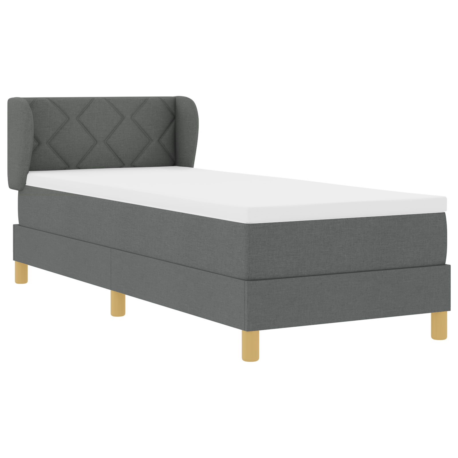 Box Spring Bed with Mattress in Dark Grey, 80x200 cm, Fabric - Image 7
