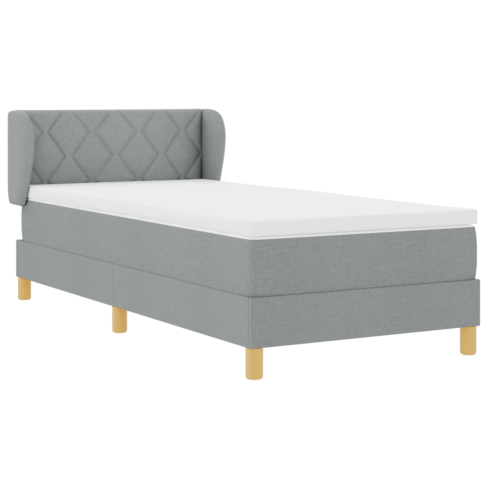 Box Spring Bed with Mattress - Light Grey, 90x200 cm, Fabric - Image 7
