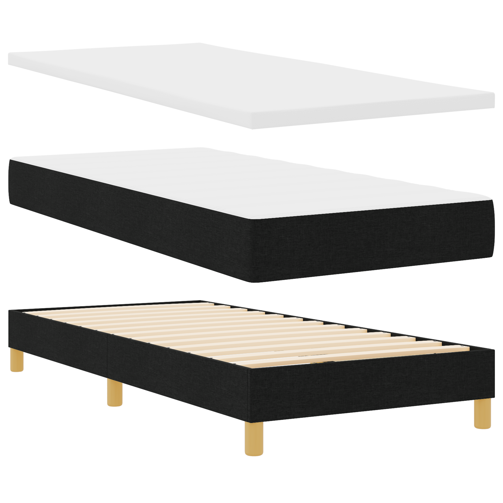 Thumbnail - vidaXL Boxspringbett mit Matratze Schwarz100x200 cm Stoff