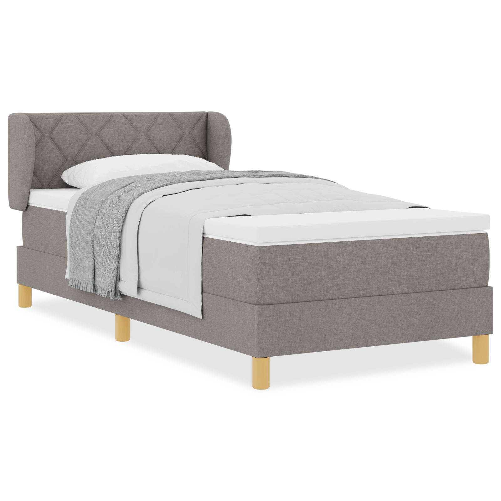 Box Spring Bed with Mattress Taupe 100x200 cm Fabric - Image 4