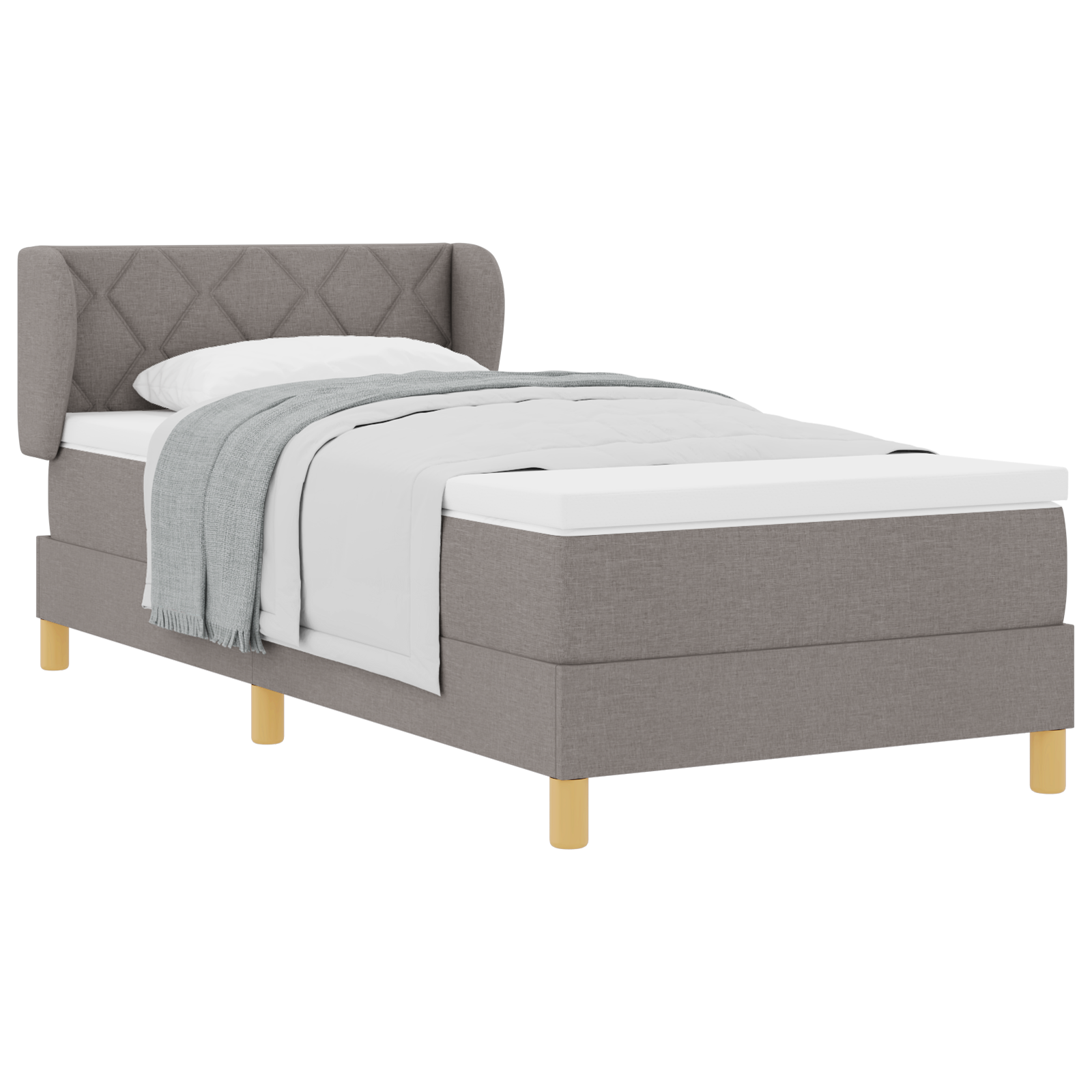 Box Spring Bed with Mattress Taupe 100x200 cm Fabric - Image 2