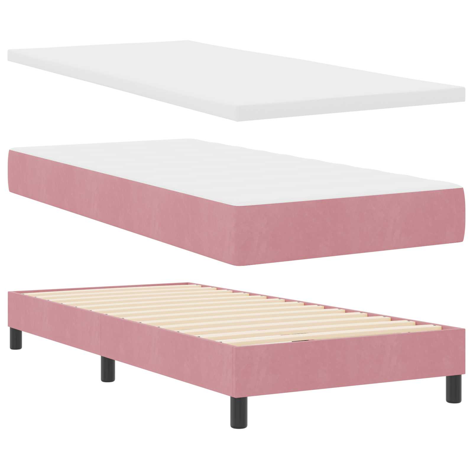 Thumbnail - vidaXL Boxspringbett mit Matratze Rosa 90x190 cm Velvet
