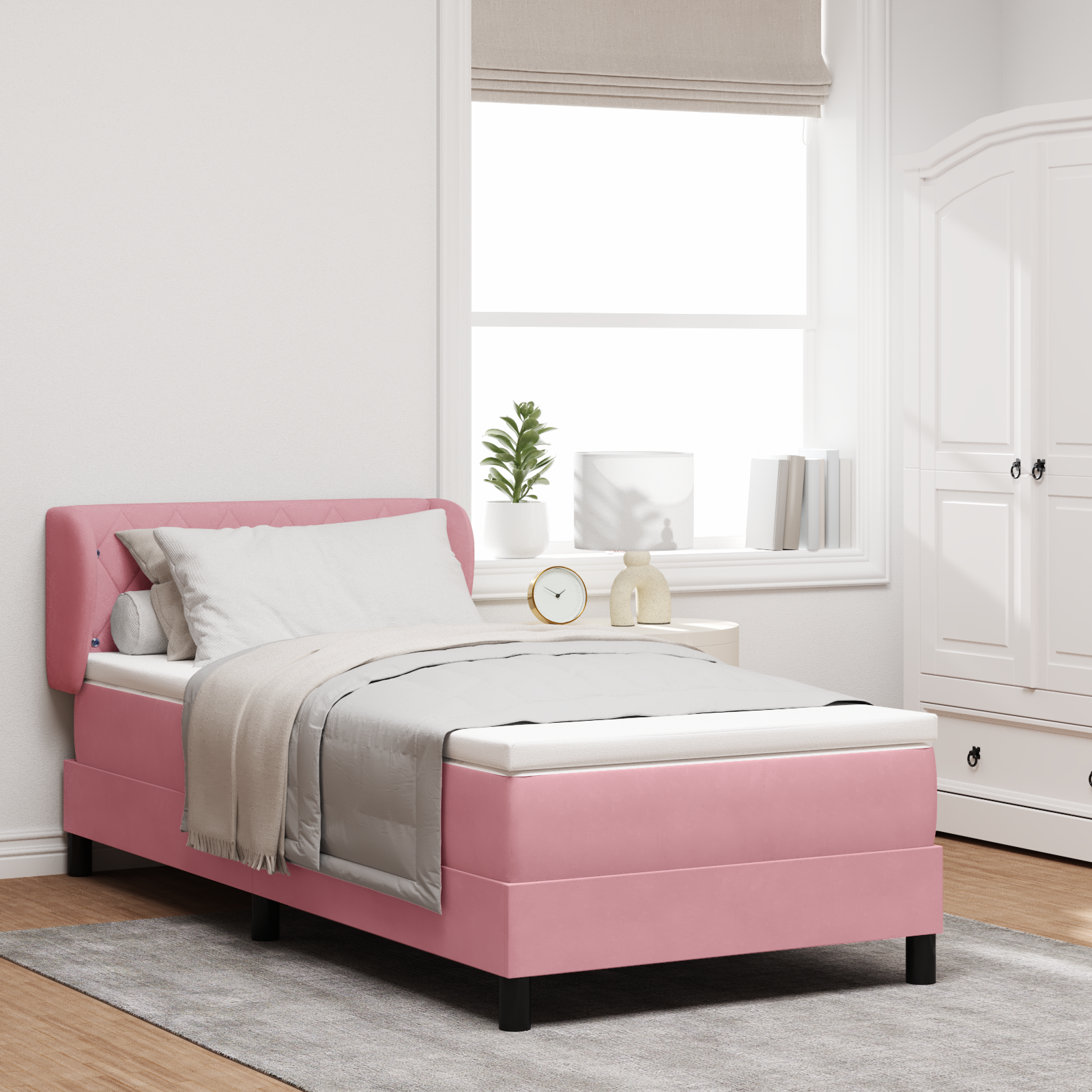 Thumbnail - vidaXL Boxspringbett mit Matratze Rosa 90x190 cm Velvet