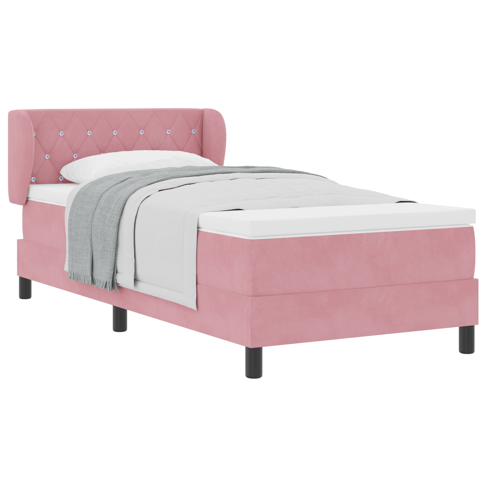Thumbnail - vidaXL Boxspringbett mit Matratze Rosa 90x190 cm Velvet