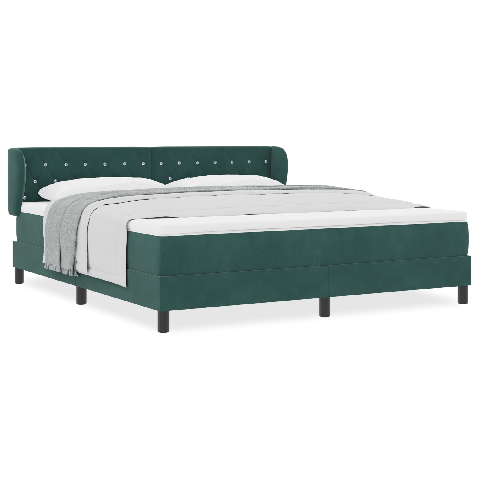 Box Spring Bed with Mattress - Dark Green, 180x200 cm, Velvet - Image 4