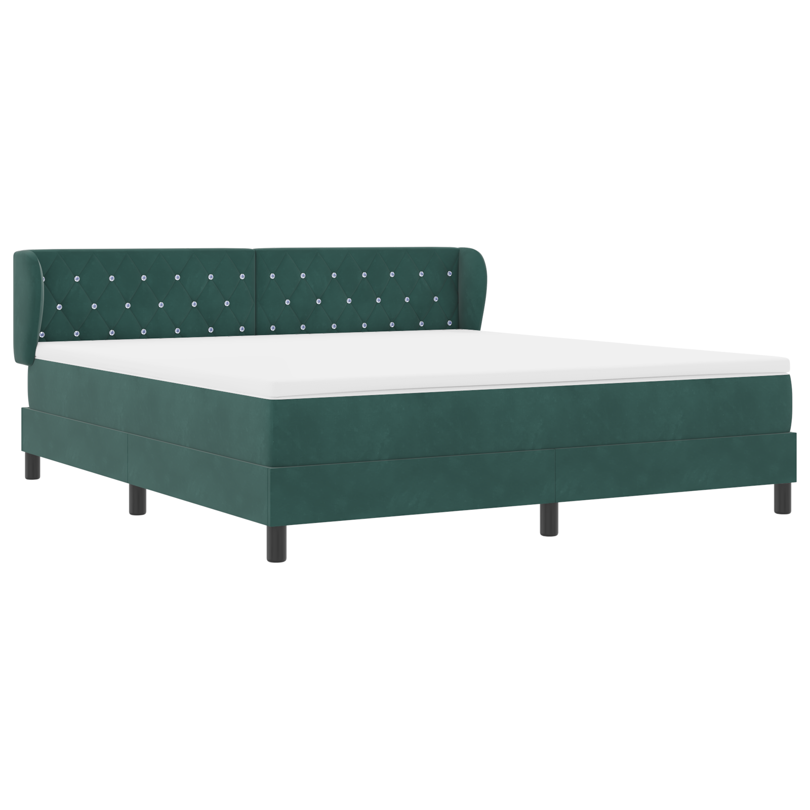 Box Spring Bed with Mattress - Dark Green, 180x200 cm, Velvet - Image 7