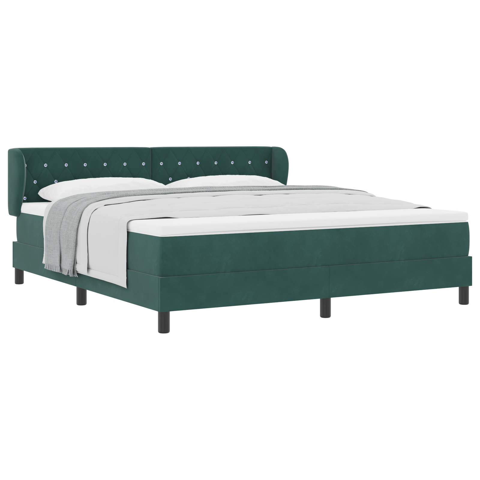 Box Spring Bed with Mattress - Dark Green, 180x200 cm, Velvet - Image 2