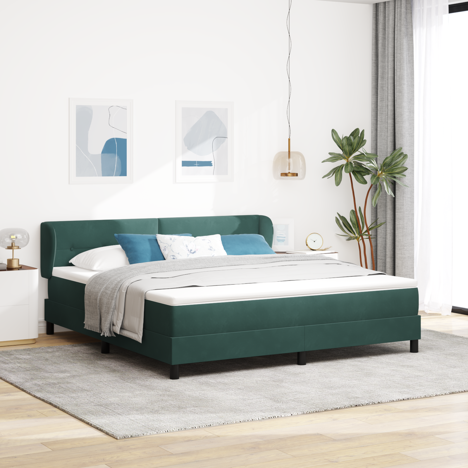 Letto a molle vitaXL con materasso verde scuro 180x200 cm in velluto