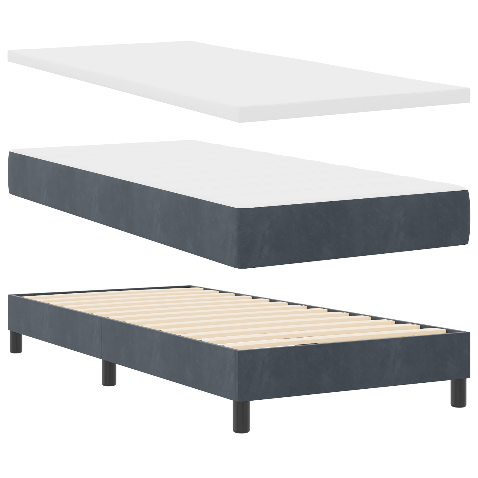 Čiužinys su pakuote Tamsiai pilkas 90x200 cm Aksomas - Image 3