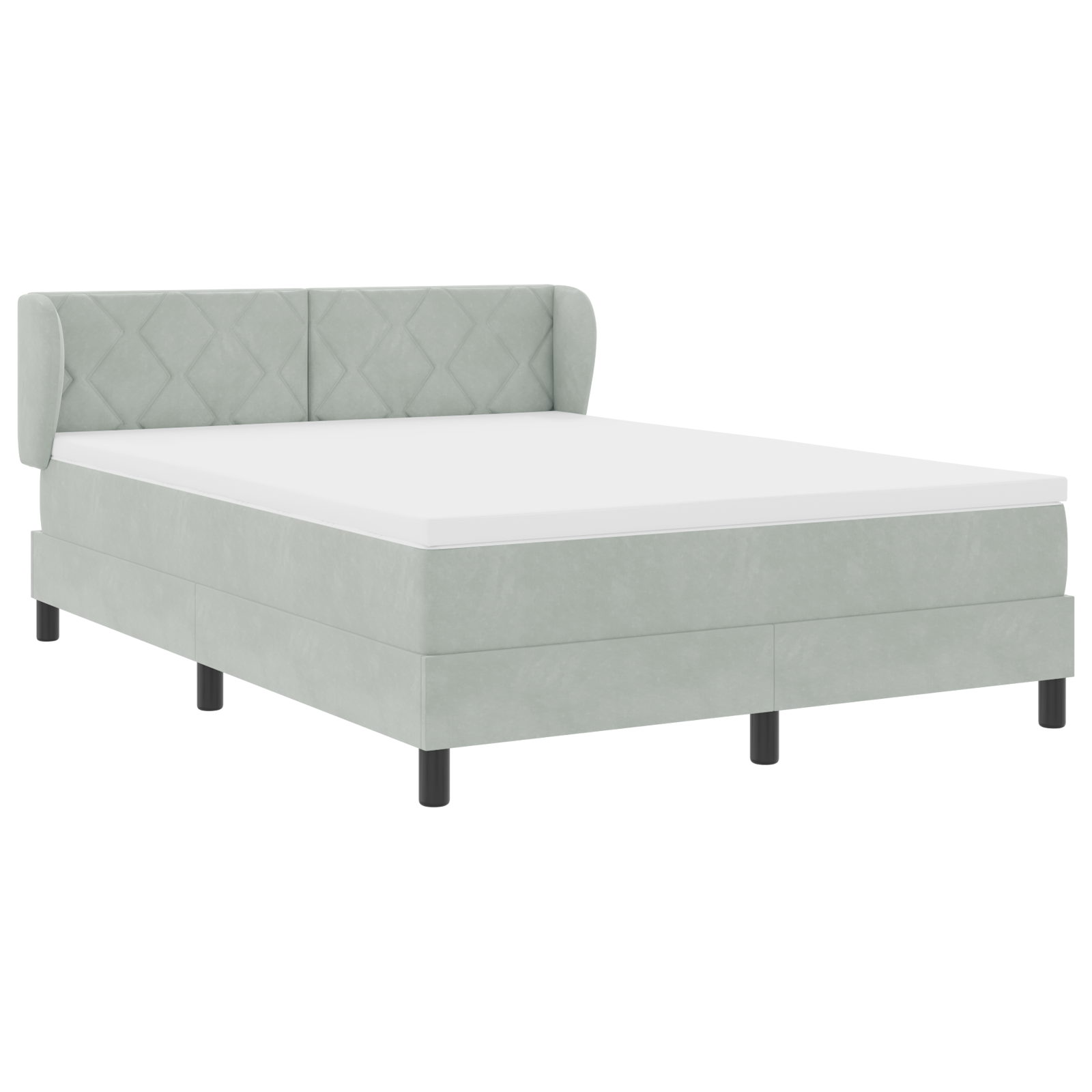 Box Spring lova su čiužiniu šviesiai pilka, 140x190 cm, aksomas - Image 7