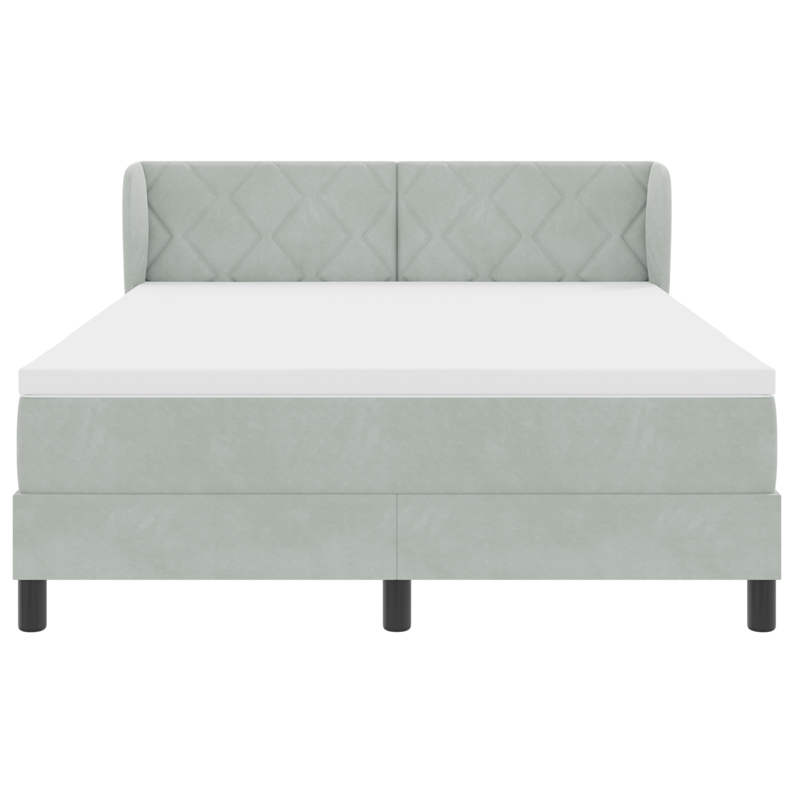 Box Spring lova su čiužiniu šviesiai pilka, 140x190 cm, aksomas - Image 8