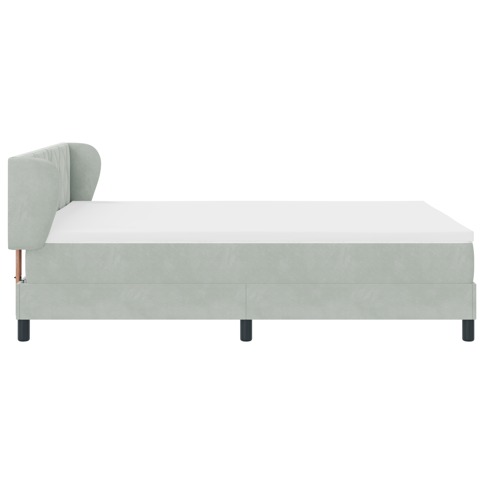 Box Spring lova su čiužiniu šviesiai pilka, 140x190 cm, aksomas - Image 9