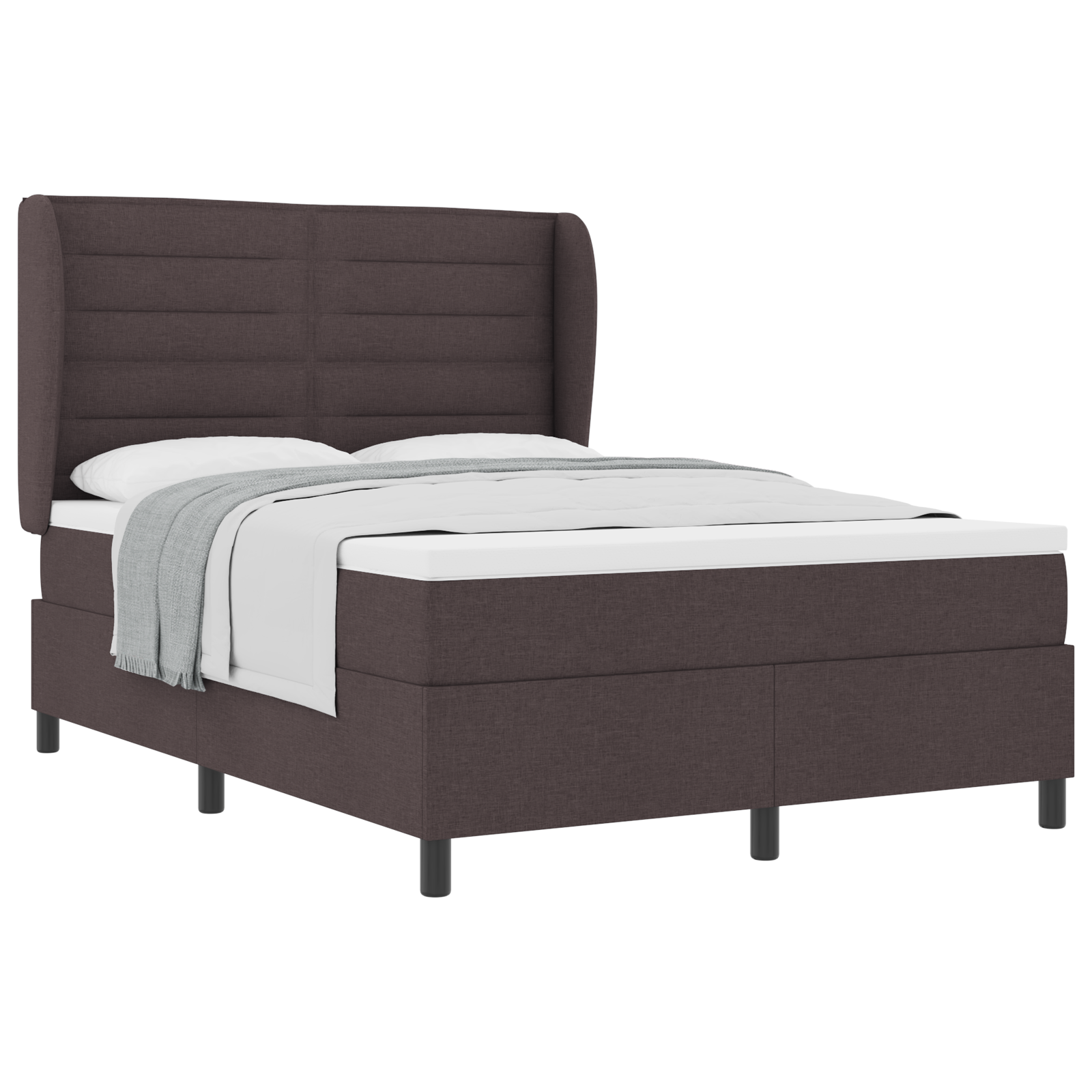 Thumbnail - vidaXL Boxspringbett mit Matratze, dunkelbraun, 160x200 cm, aus Stoff.