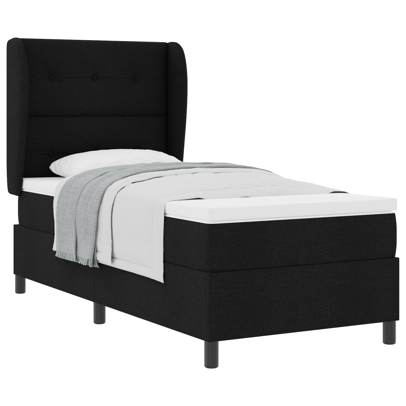 Thumbnail - vidaXL Boxspringbett mit Matratze Schwarz 80x200 cm aus Stoff