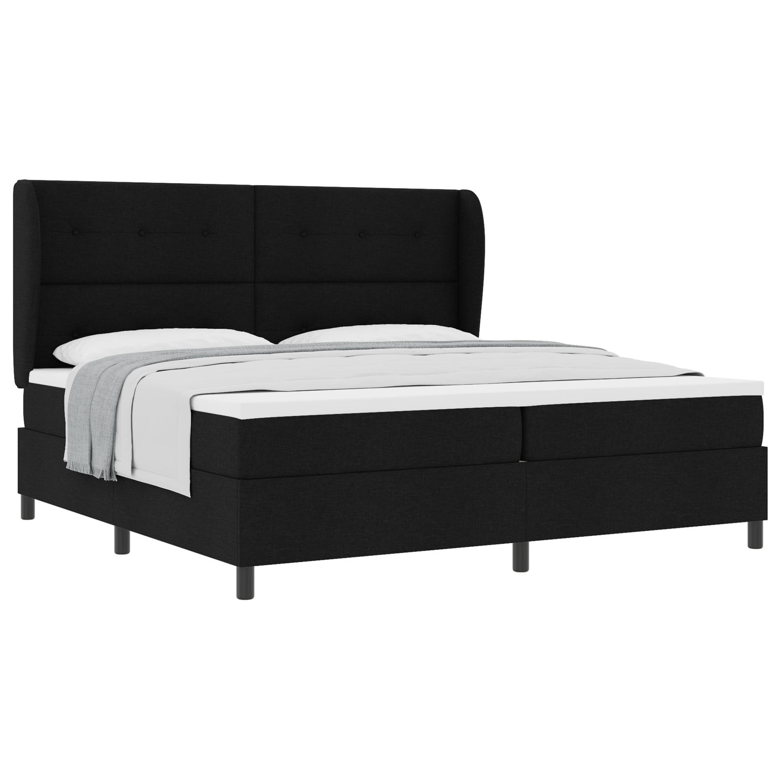 Thumbnail - vidaXL Boxspringbett mit Matratze in Schwarz, 200x200 cm, Stoff