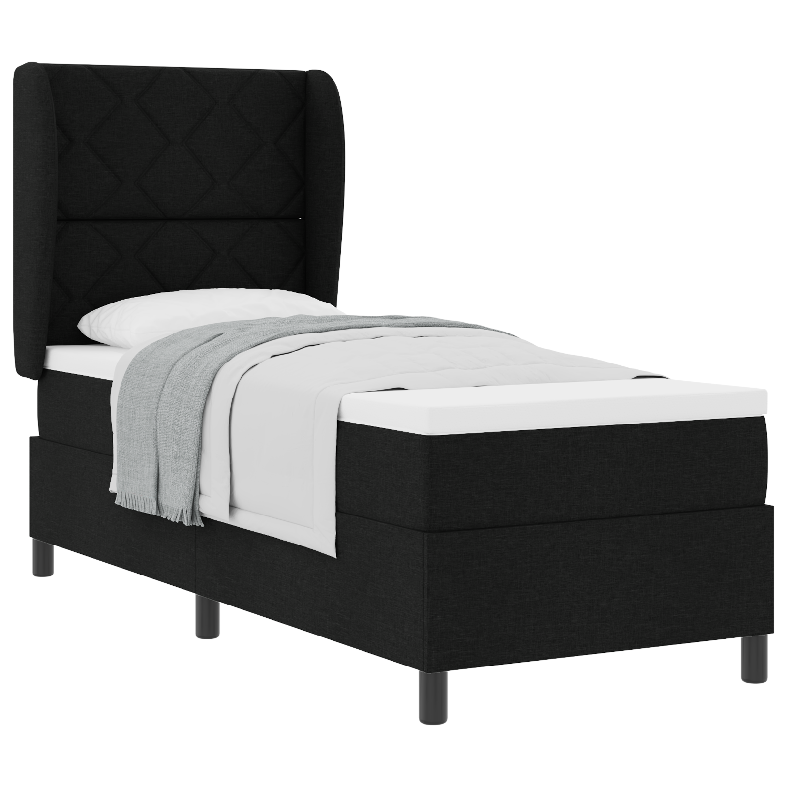 Thumbnail - vidaXL Boxspringbett mit Matratze – Schwarz – 80x200 cm – Stoff