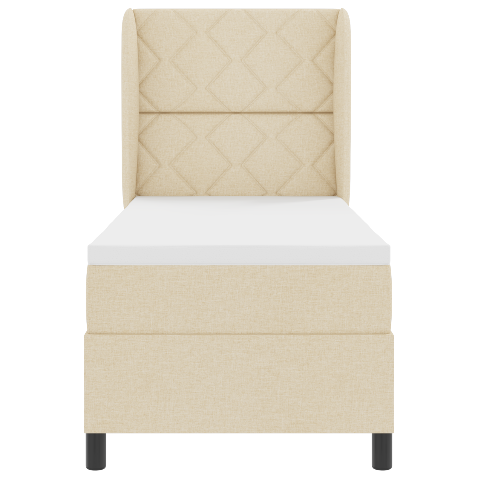 Box Spring Bed with Mattress - Cream, 80x200 cm Fabric - Image 8