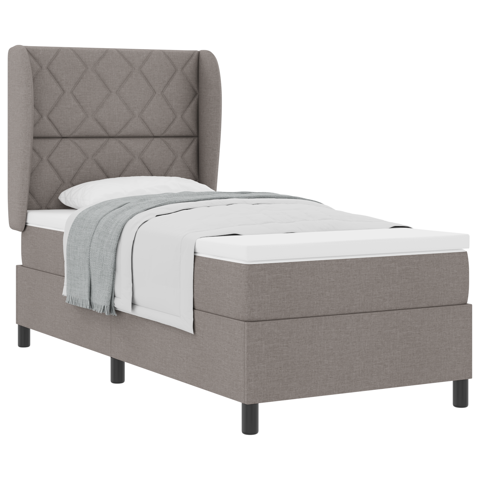 Thumbnail - vidaXL Boxspringbett mit Matratze in Taupe, 90x190 cm, aus Stoff
