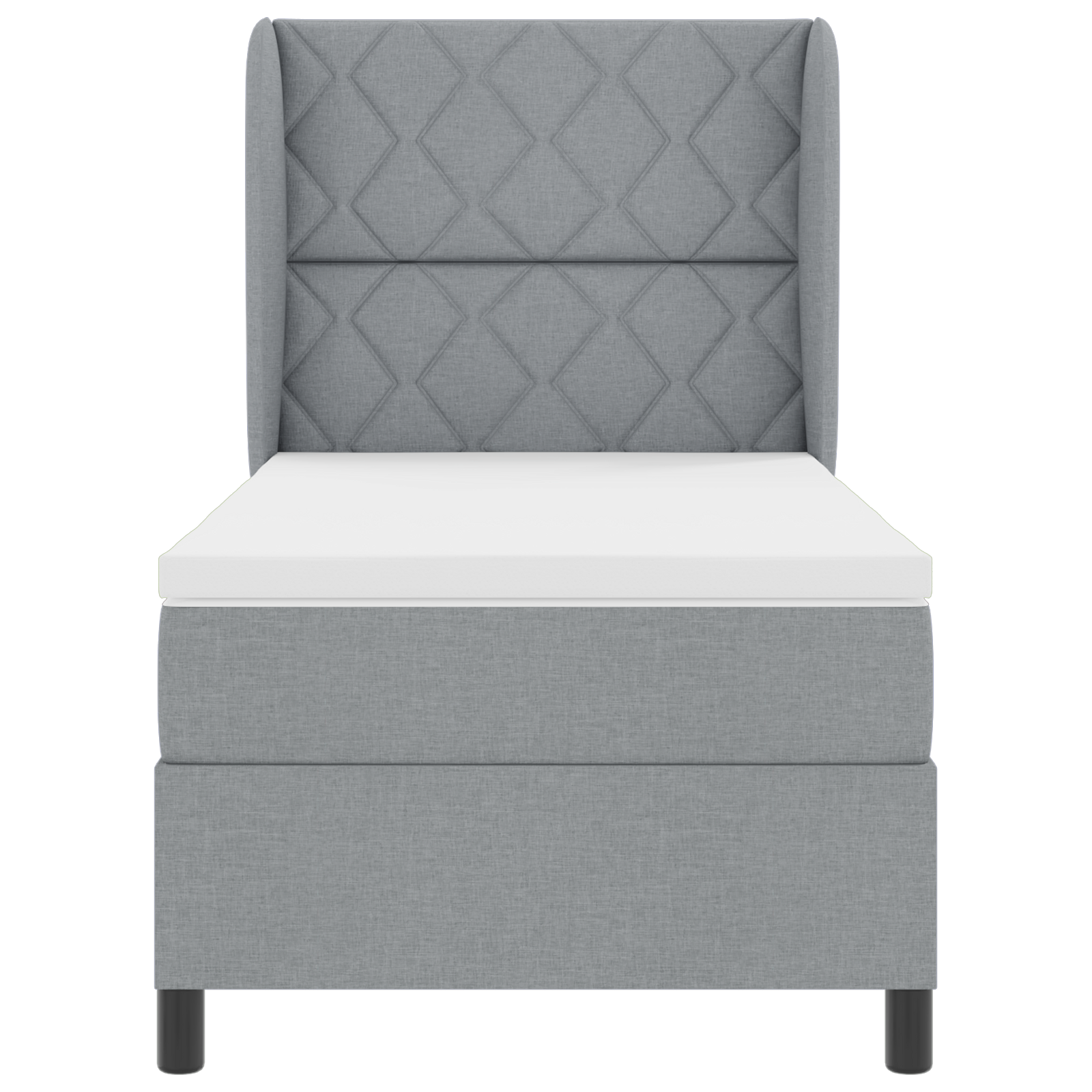 Box Spring Bed with Mattress - Light Gray, 90x200 cm, Fabric - Image 7