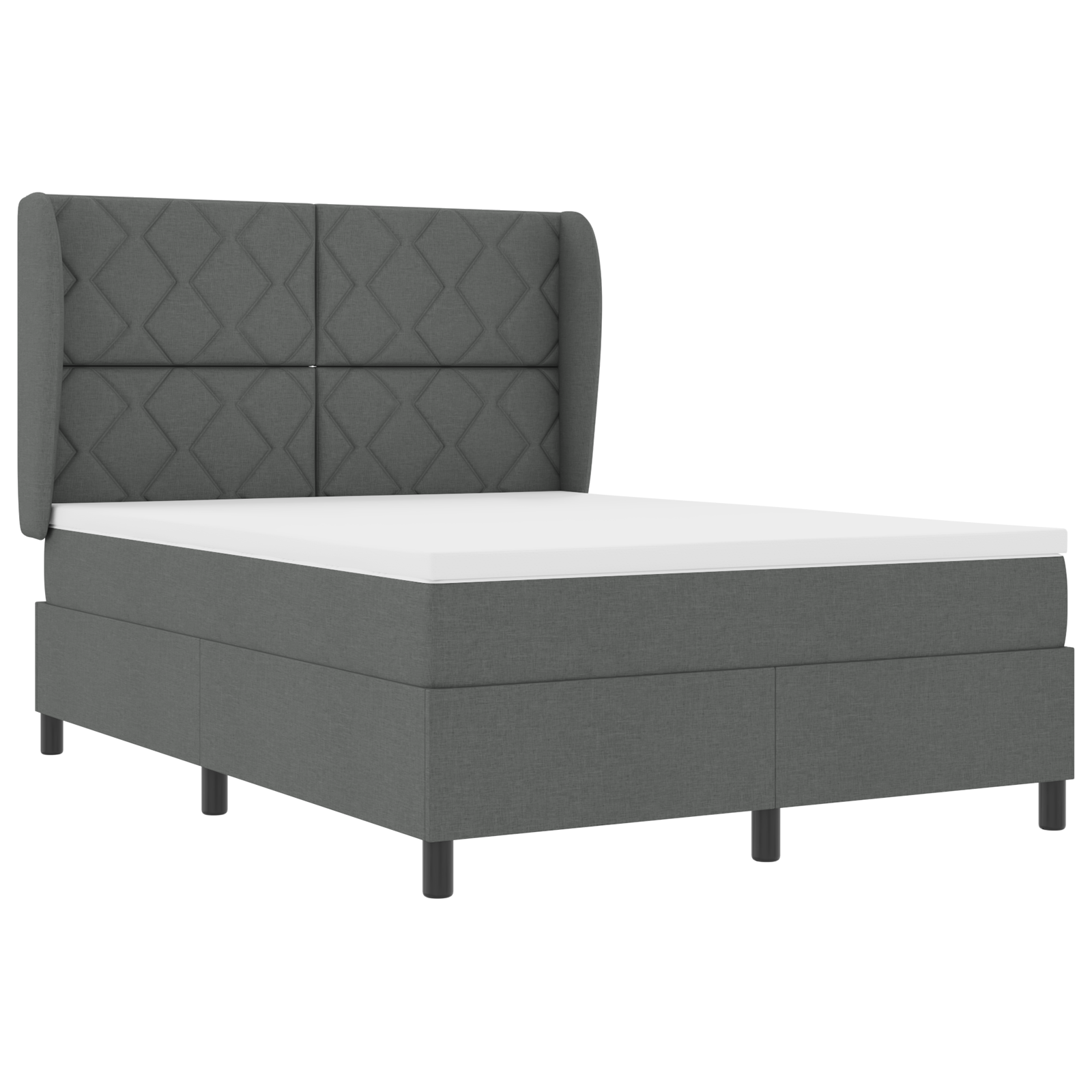 Box Spring Bed with Mattress - Dark Grey, 140x190 cm, Fabric - Image 3