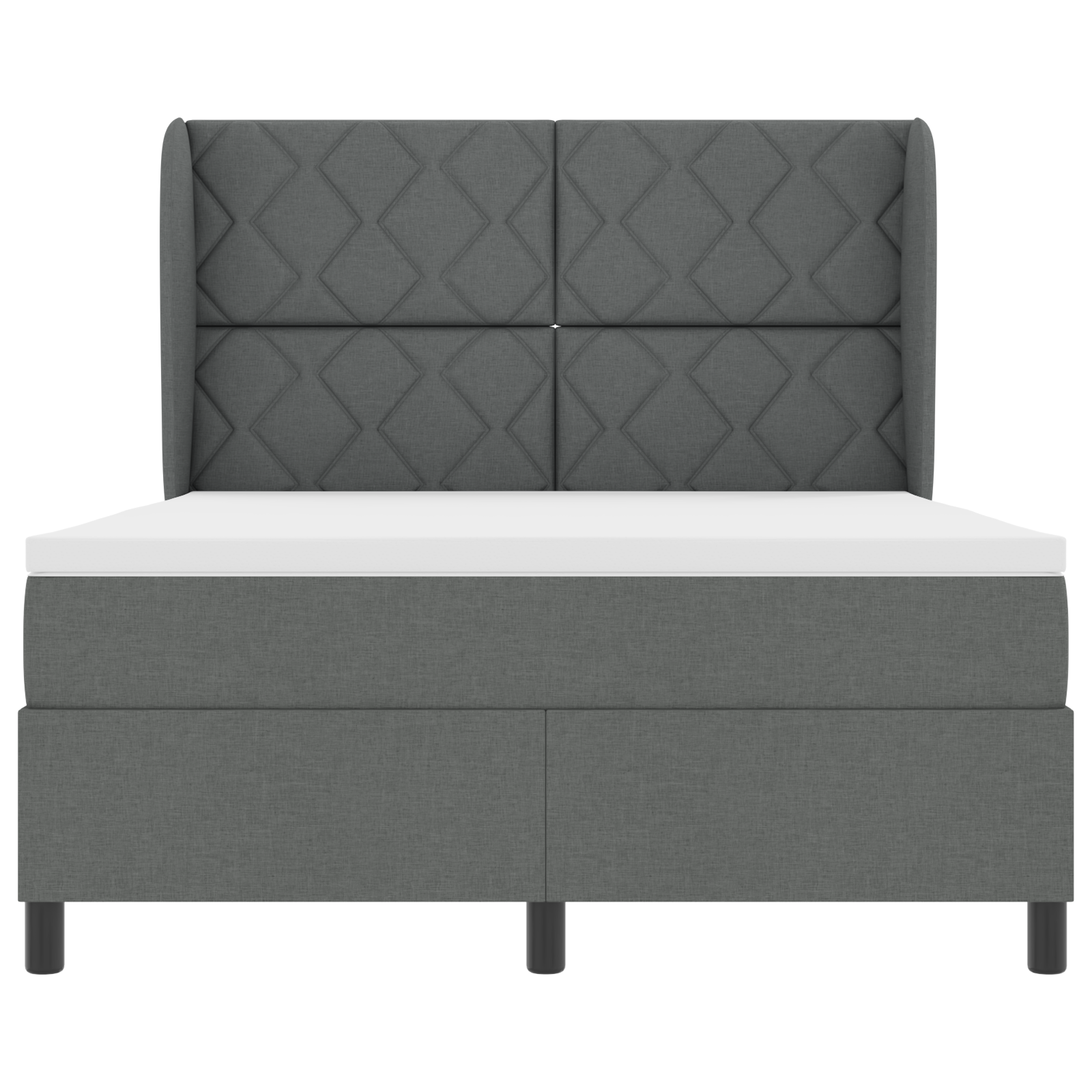 Box Spring Bed with Mattress - Dark Grey, 140x190 cm, Fabric - Image 8