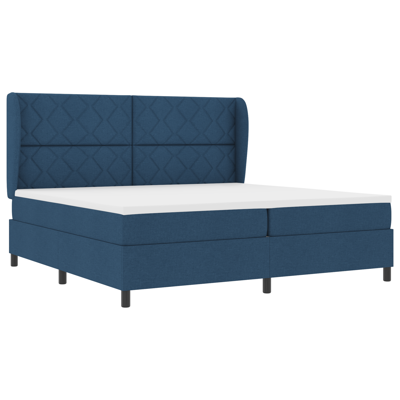 Box Spring Bed with Mattress - Blue, 200x200 cm, Fabric - Image 3