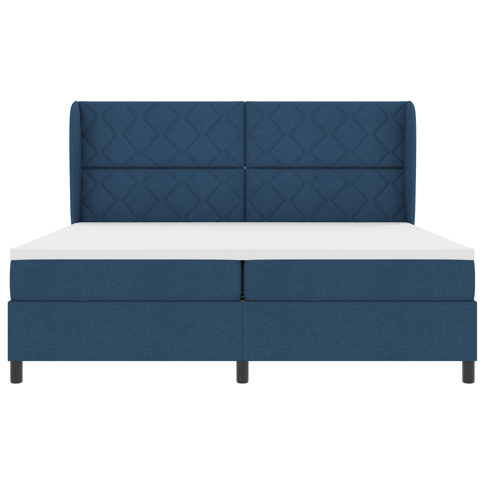 Box Spring Bed with Mattress - Blue, 200x200 cm, Fabric - Image 8