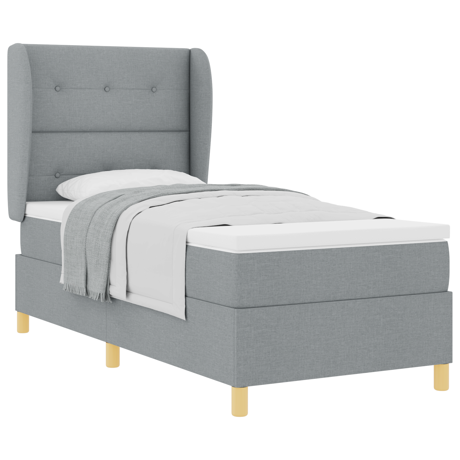 Thumbnail - vidaXL Boxspringbett mit Matratze Hellgrau 80x200 cm Stoff