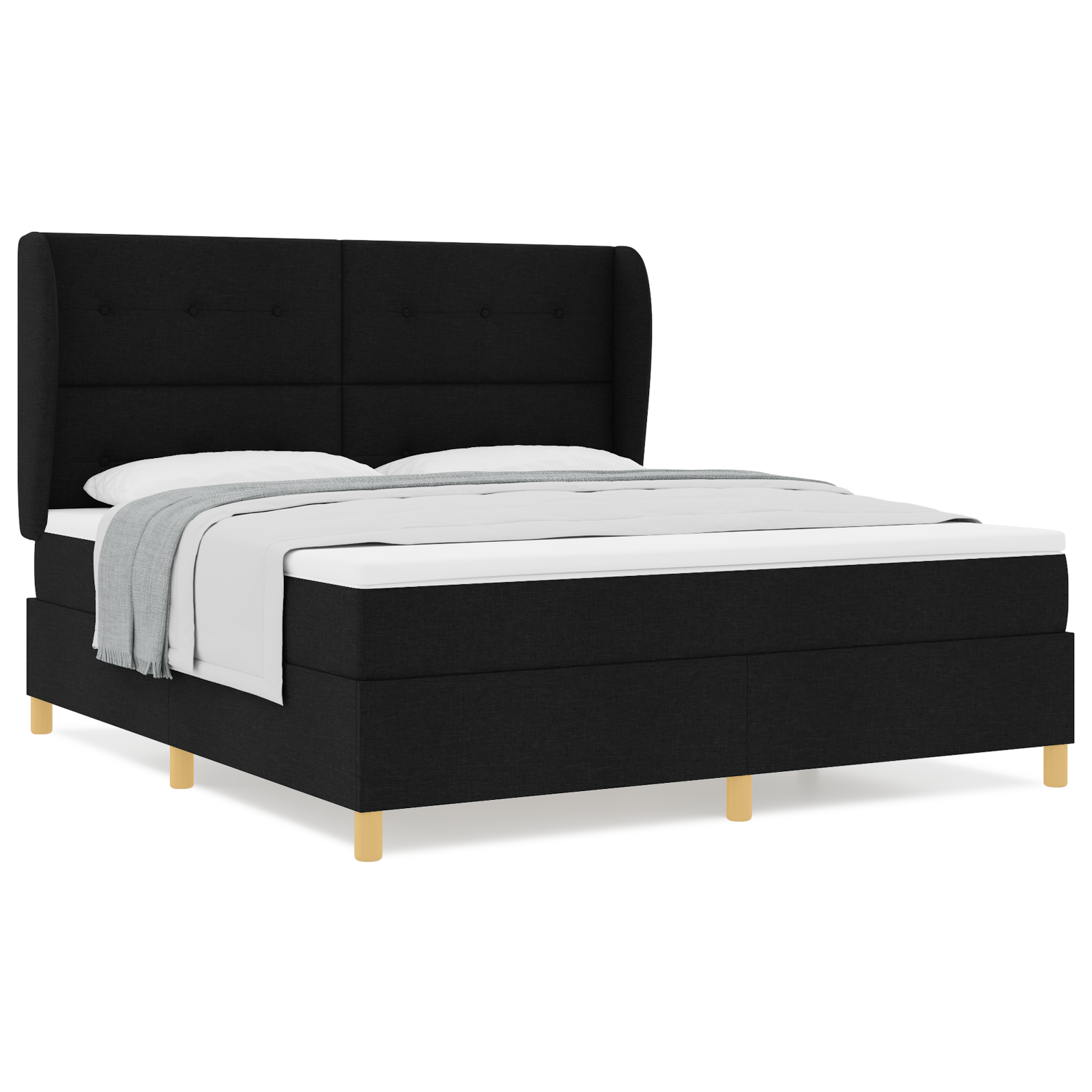 Box Spring Bed with Mattress Black 180x200 cm Fabric - Image 4